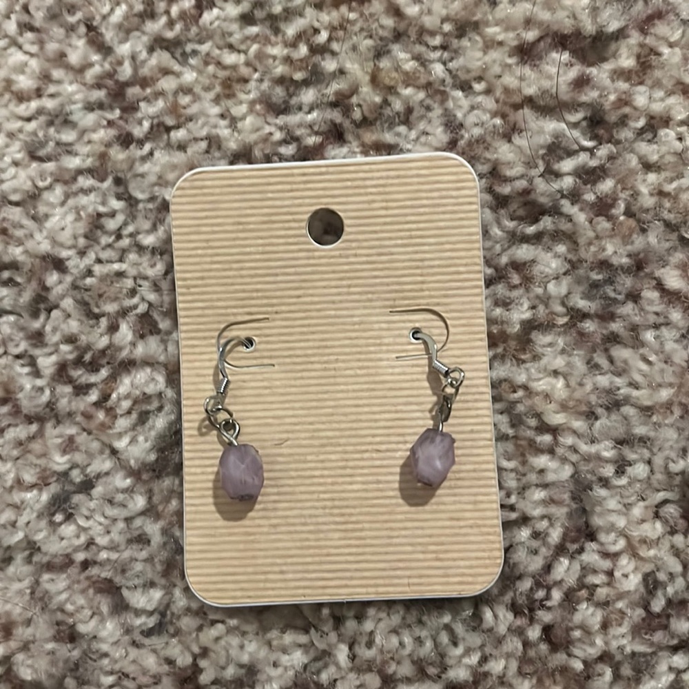 Circle purple bead earrings